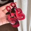Exaggerated Acrylic Irregular Chain Pendant Earrings For Women Personality Red Large Circle Spliced Earrings