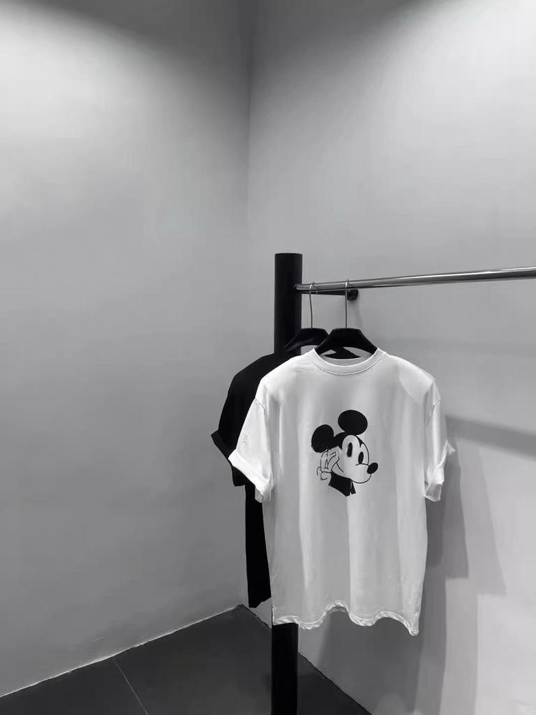 Women's Mickey Print Loose Cotton T-Shirt - Casual Korean Summer Style