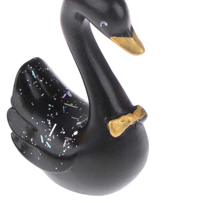 1 Pair Resin Swan Statue Figurines Swan Cake Topper Sculpture Cake Dashboard Baking Wedding Birthday Cake Decorating Supplies