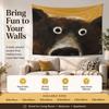 Funny Bear Face Tapestry 2D Flat Printed Peach Skin Wall Hanging Quirky Animal Backdrop for Dorm Living Room Bedroom Decor