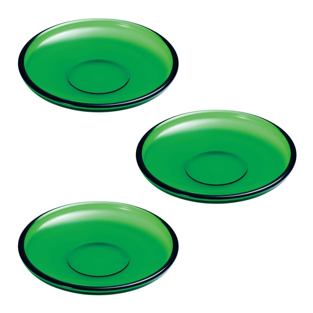 Aderia (ADERIA) Shonai Craft Glassware, Green Plates, Suimei Design, 11cm Diameter X 1.5cm Height, Set of 3, Made In Japan, F-70407