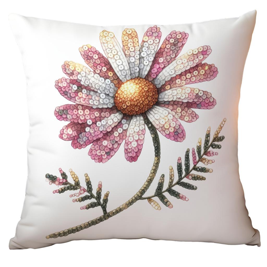 New Glitter Daisy Printed Pillowcase Light Luxury Floral Home Living Room Sofa Cushion Pillowcase