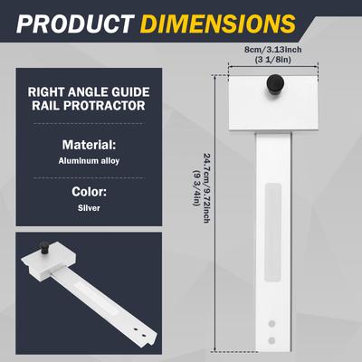 90 Degree Guide Rail Protractor Aluminium Alloy Adjustable Square Guide Professional Track Saw Guide Rail Square for Woodworking
