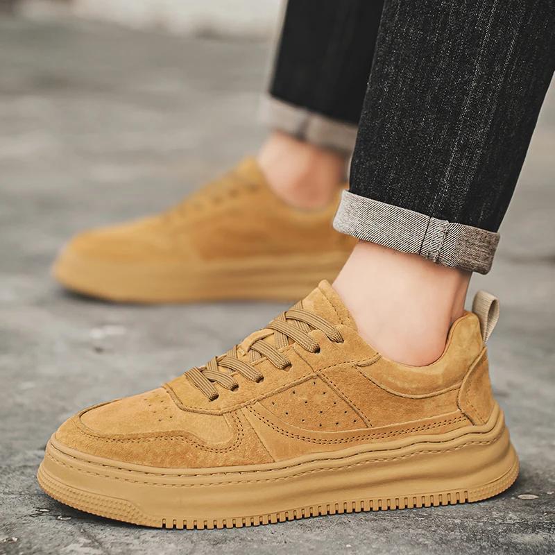 Men Leather Sneakers Outdoor Fashion Dress Shoes Designer Platform Leather Casual Outdoor Flats Shoes Spring Autumn Sneakers Men