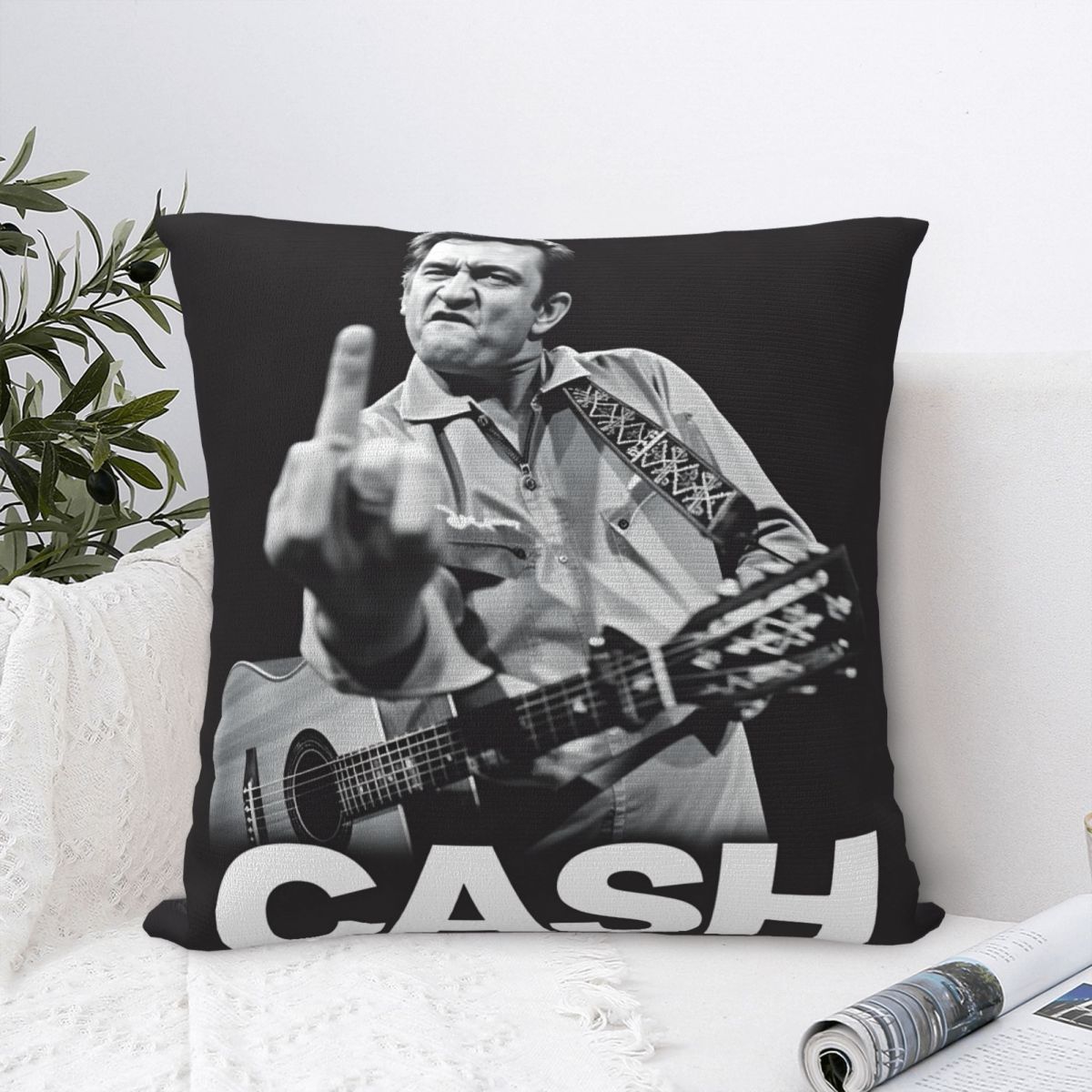 Pandara Jewelry Unisex Johnny Cash American Singer Pillow Case Cushion Cover Polyester Printed Pillow Cover Morden Pillowcases For Living Room Chair