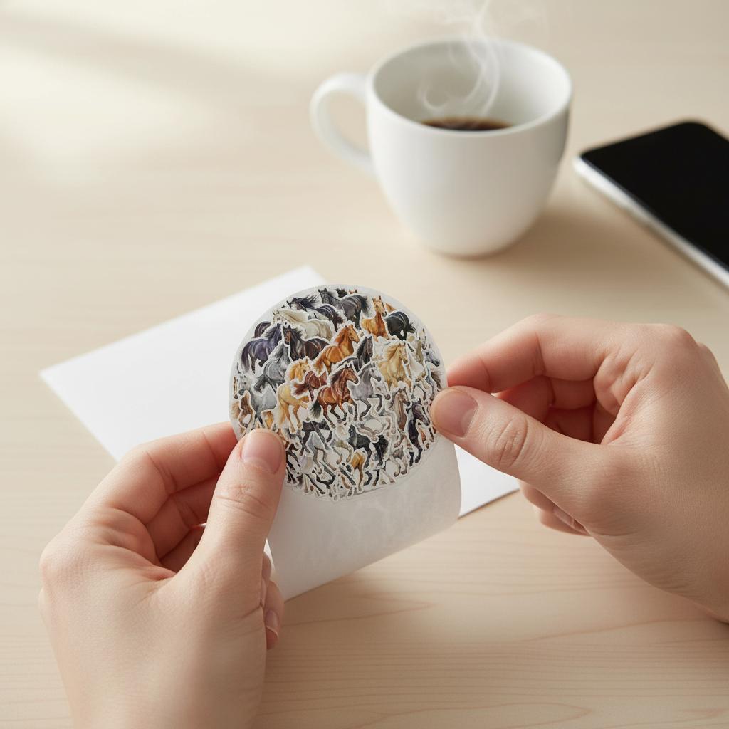 50Pcs Cute Horse Watercolor Stickers Waterproof Decals for Phone Cup Decoration