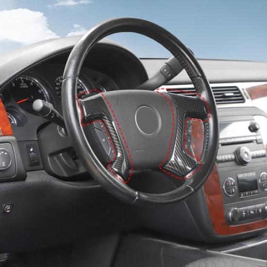 Steering Wheel Control Trim Cover Carbon Molded Fit For Suburban Tahoe 2007-2013