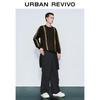UR 2025 Spring Men's Trendy Retro Color Block Textured Knit Sweater