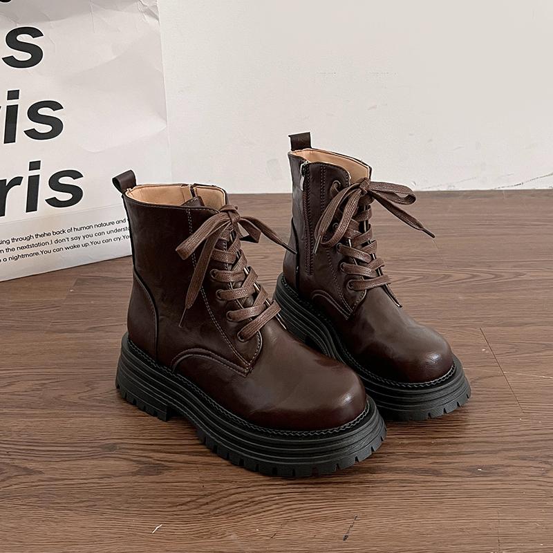 

Осенне-зимние плюшевые теплые ботильоны для женщин 2024 года, новые панковские туфли на толстой платформе, женские нескользящие мотоциклетные ботинки с толстой подошвой 40 коричневый