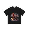 Black T Shirt with Fire Dragon Print for Casual Wear