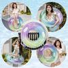 Inflatable swimming ring, 120cm, for adults and children, with handle, O-shaped, Ninonly, for water play, sparkly, perfect for summer vacation and