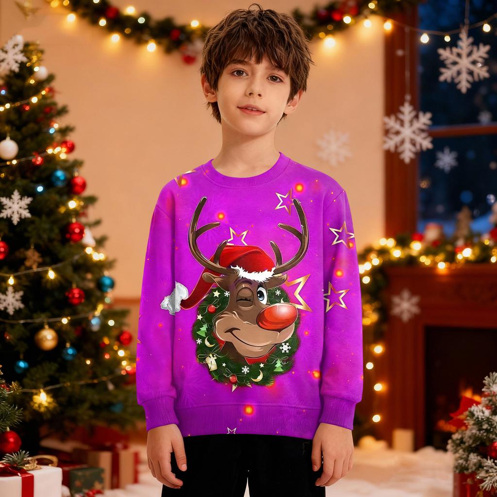 Christmas Sweatshirt Boys Girls Ugly Xmas Christmas Shirt Crewnek Toddler Long Sleeve Pullover Outfit Tops