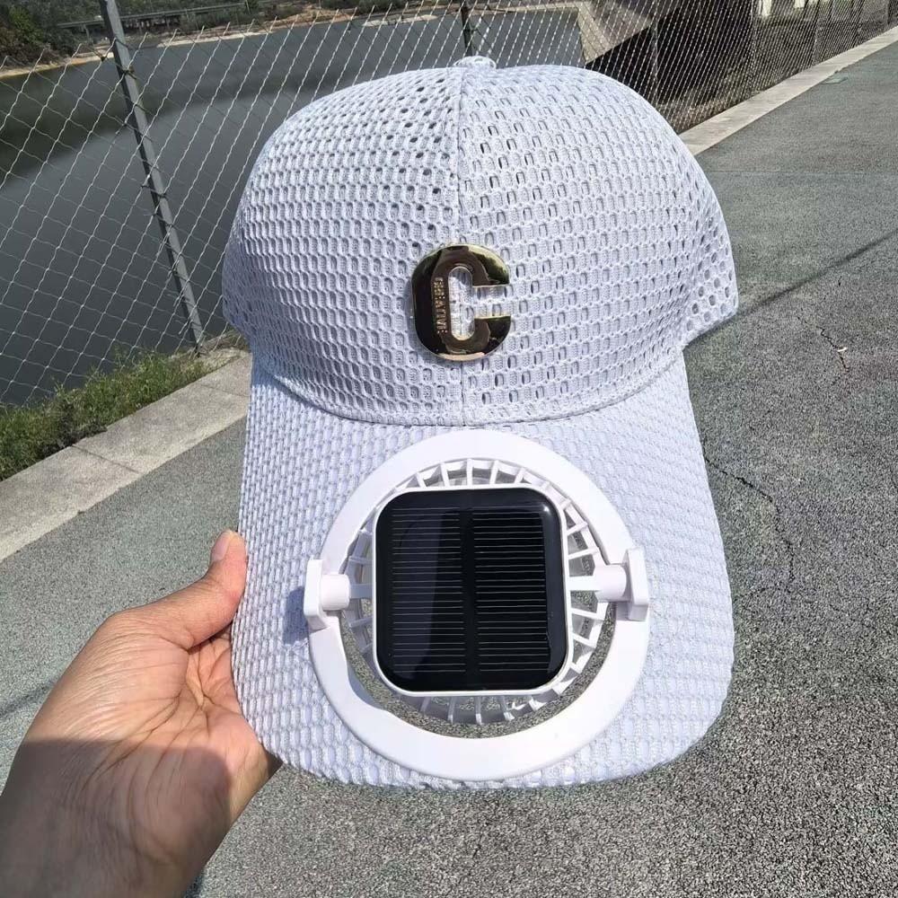 Portable Solar Powered Fan Baseball Cap Adjustable 300mA Rechargeable Fan Hat Long-lasting Versatile Cooling Mesh Peaked Cap