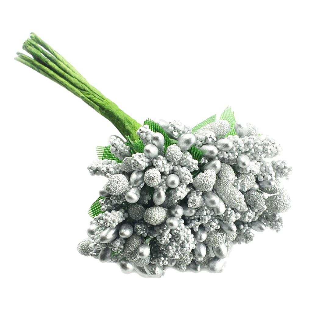 Tige de Fleur Artificielle en Tissu Élégant Artisanat Bouquet d'Étamines pour Mariage Fête et Décorations de Cheveux