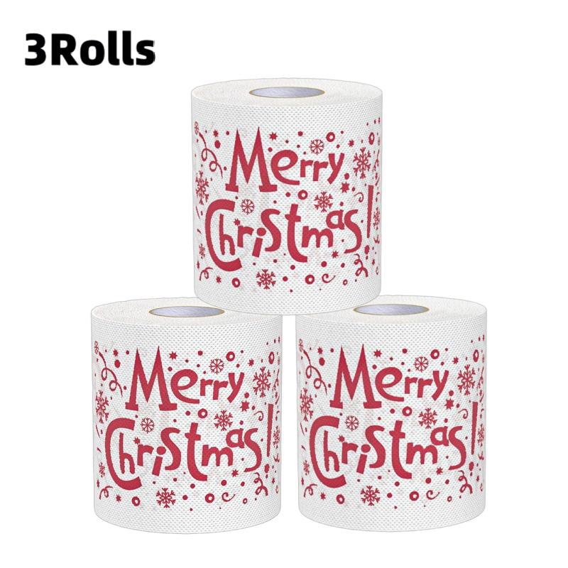 1/3 Stück Weihnachten Toilettenpapier Santa Festliche Tissue Rolle für Feiertagsfeiern Party Zuhause Abendessen Badezimmer Deko Papierhandtücher