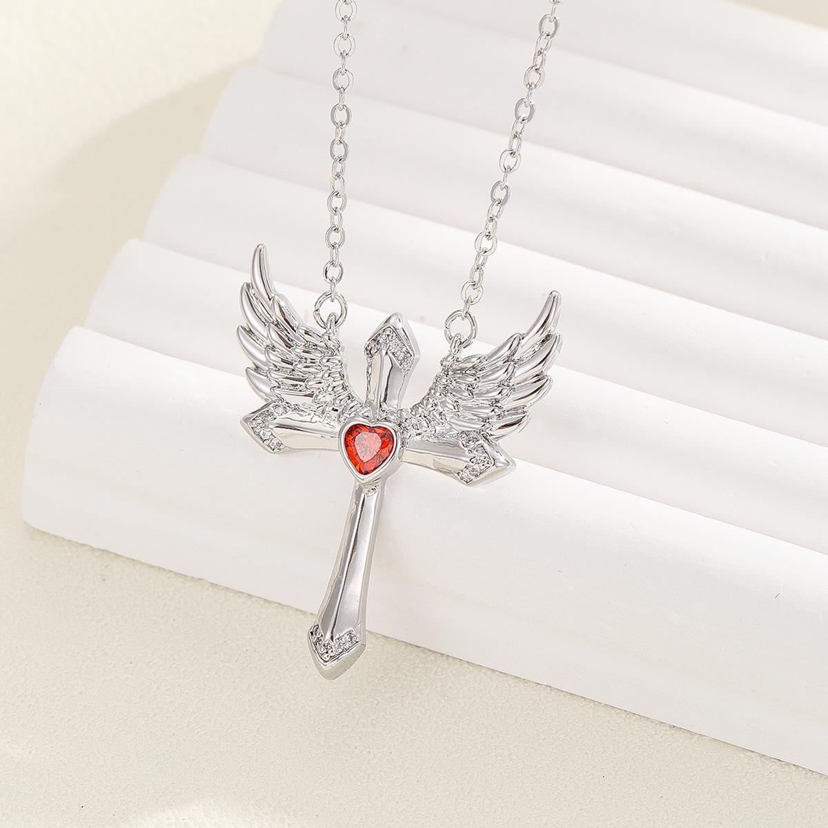 

Angel Wings Pendant Necklace Cross Jewelry Accessories Anniversary Party Banquet Gifts срібний