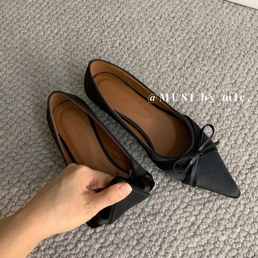 Fashion Bailamos Spring New Women Flats Fashion Pointed Toe Shallow Slip On Dress Shoes Low Heel Single Shoes Ballet Shoes Mujer