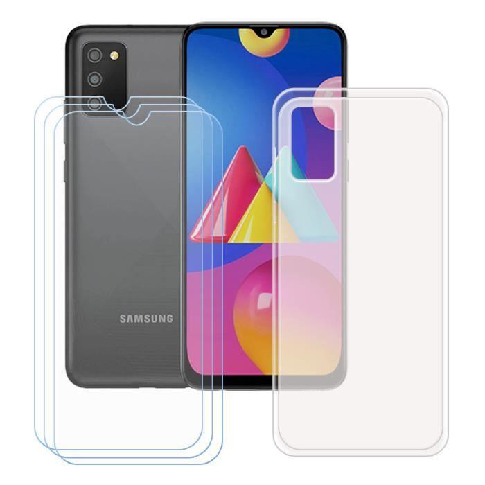 FZ Translucide Coque Pour Samsung Galaxy A02S (6,5") + 3 X Verre trempé, HD Film Protecteur - TPU Silicone Case Shell.