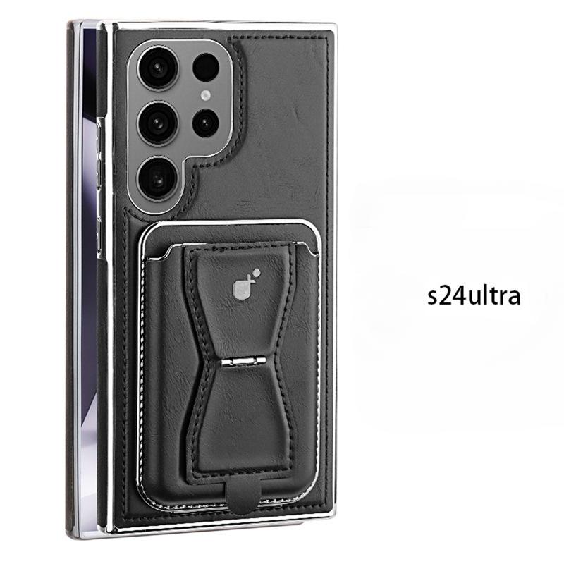 Applicable To Samsung S24Ultra Mobile Phone Case, Card Bag Holder, Magnetic Charging Galaxy23Plus Business Men'S Leather Case