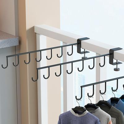 Hanging Clothes Rack with Hooks, Punch Free Clothes Drying Rack, Heavy Duty Clothes Storage Rod