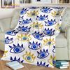Bule Evil Eye Blanket Hamsa Hand Psychedelic Blanket for Travel Bedding Chair Adult Lightweight Bohemian Style Blanket Tapestry