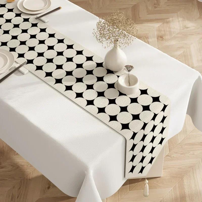 Cotton  Linen Tea Table Decoration Table Flag Light Luxury High-end Cover Cloth Dinner Side Cabinet Countertop Cushion Cloth