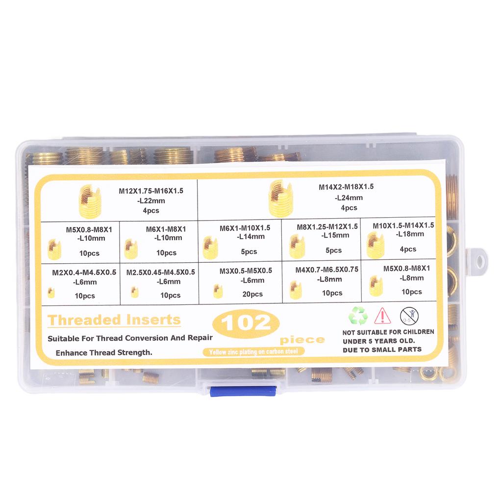 102 ks samosvorných závitových vložek M2?M14 Rychlořezná ocelová Zesílený Opravný nástroj