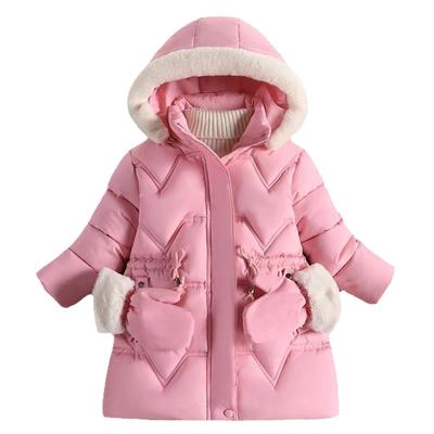 Baumwolljacke für Mädchen, mittellang, mit Fleece gefüttert, verdickt, stilvoller Wintermantel für junge Mädchen, modische Baumwollkleidung für kleine