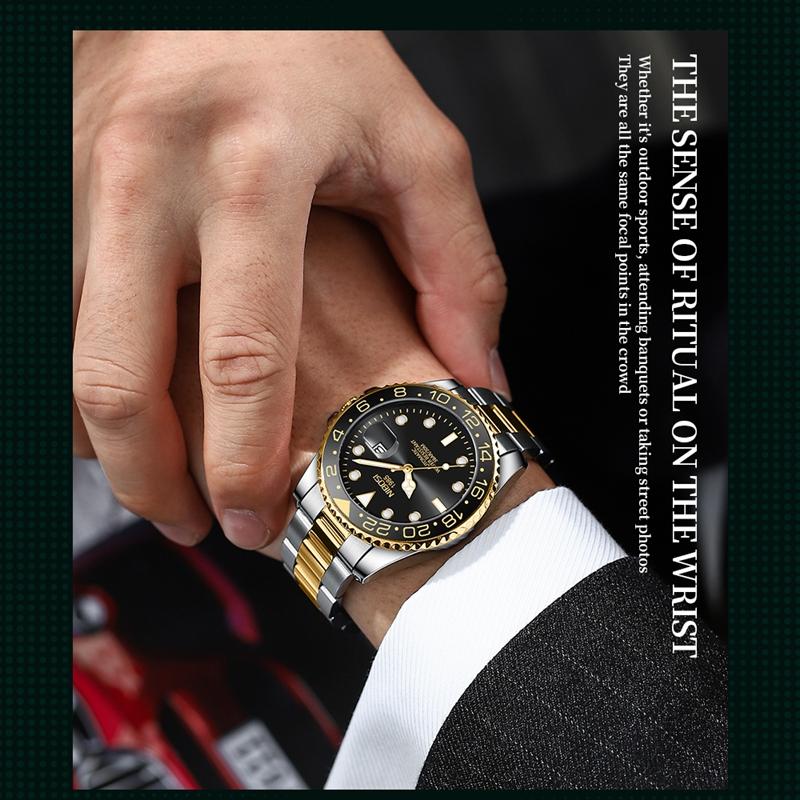 NIBOSI Luxury Mens Watches Stainless Steel Date Military Fashion Luminous Waterproof Quartz Wristwatches