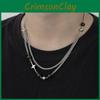Hip Hop Style Double Layer Titanium Steel Necklace With Geometric Star Pendant For Unisex Fashion Accessory