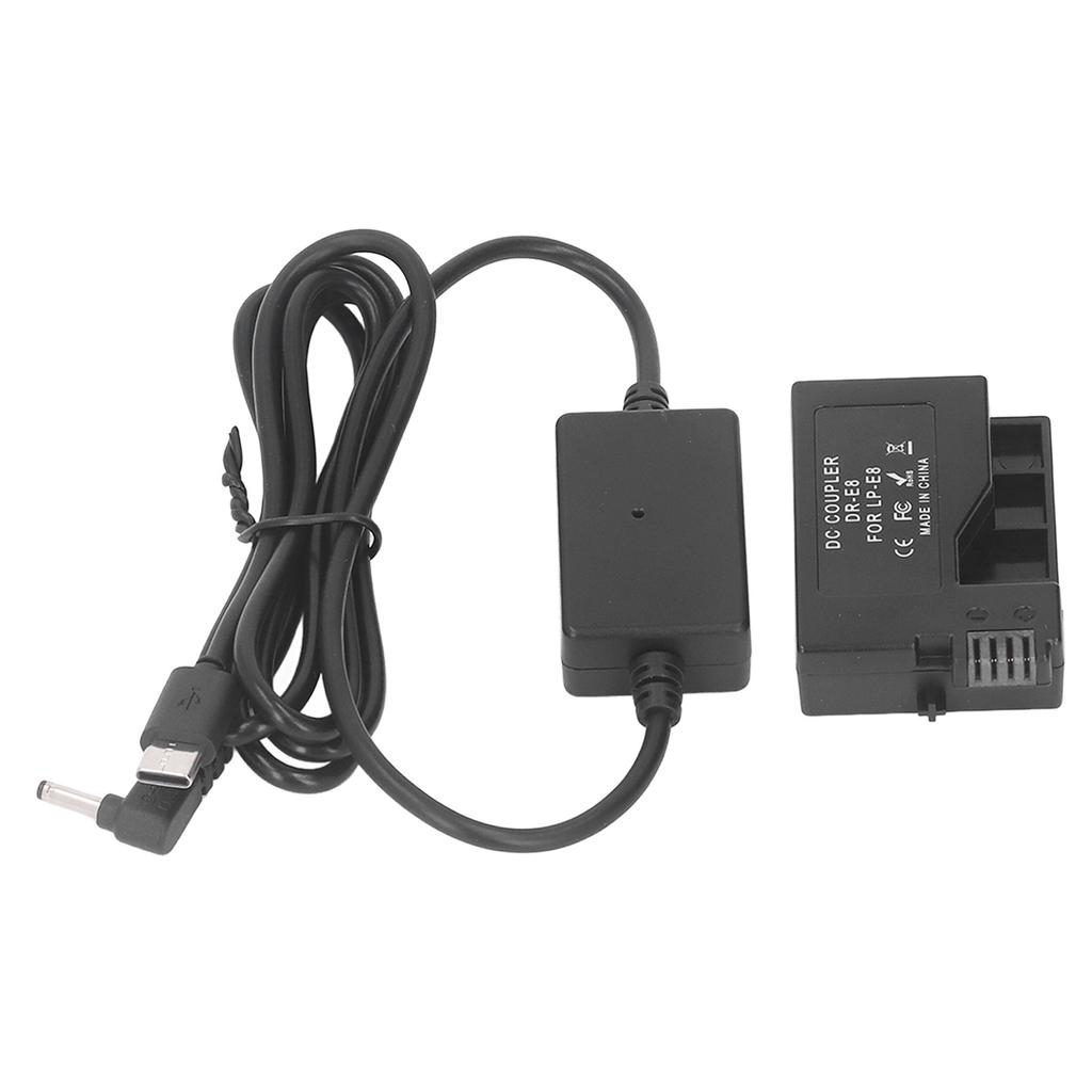 DR E8 DC Coupler LP E8 Dummy Battery Type C Power Adapter Kit for T2i T3i T4i T5i 700D 650D 600D