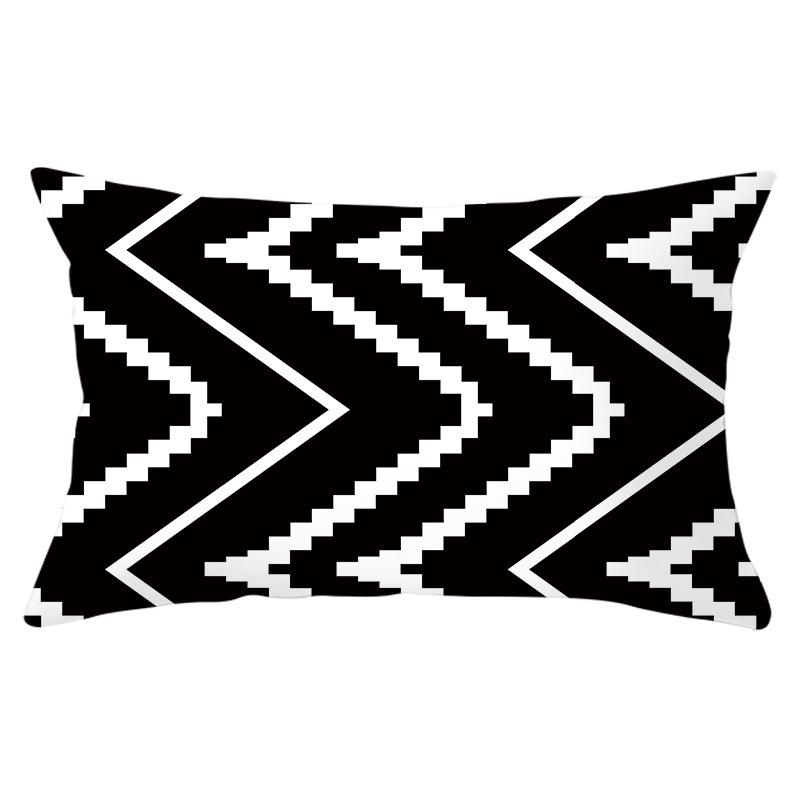 Home Geometric Peach Skin Waist Pillow Case Nordic Style Sofa Printed Pillow Case Office Lumbar Pillow