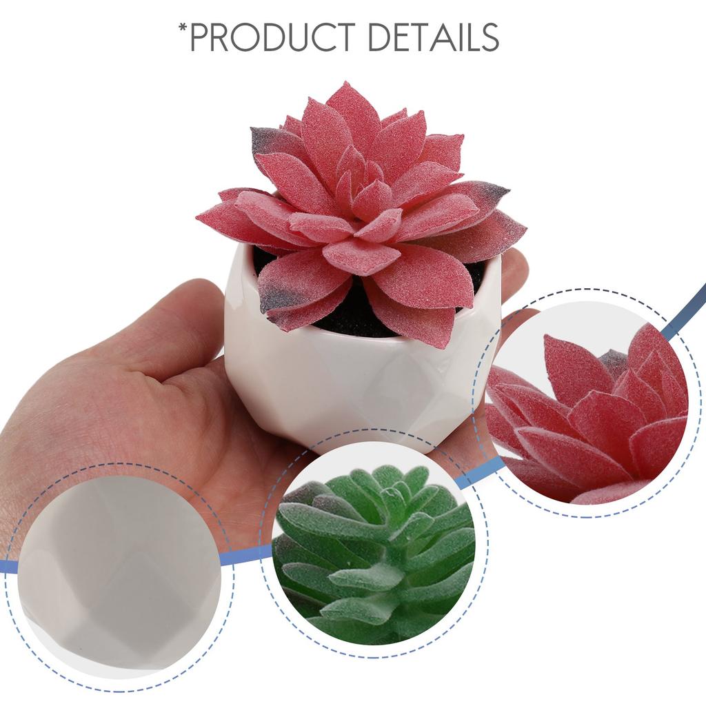 T02C!Mini Succulents Artificial Succulents Plants Artificial Mini Geometric Plants In Pot,Set Of 4 Decorative