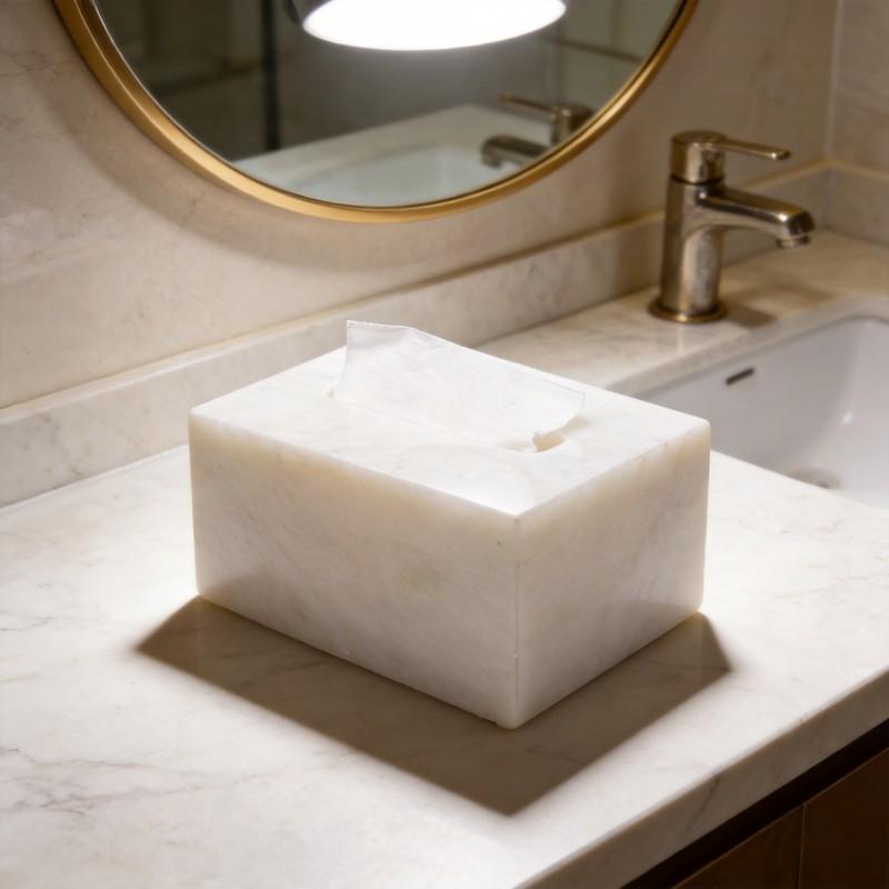 Ensemble de salle de bain en marbre Station de lavage de luxe à la française Ensemble de 5 pièces avec porte-savon Distributeur Plateau Pot à coton