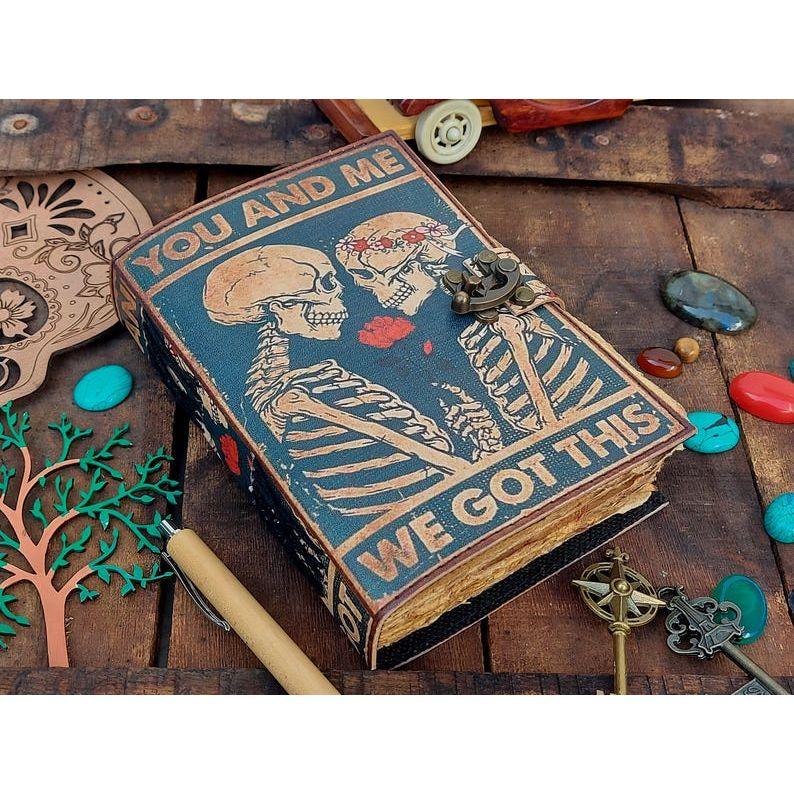 Handmade Leather Skull Lover journal Wiccan Pagan journal grimoire book of shadows For men women Traveling Sketchbook birthday gift