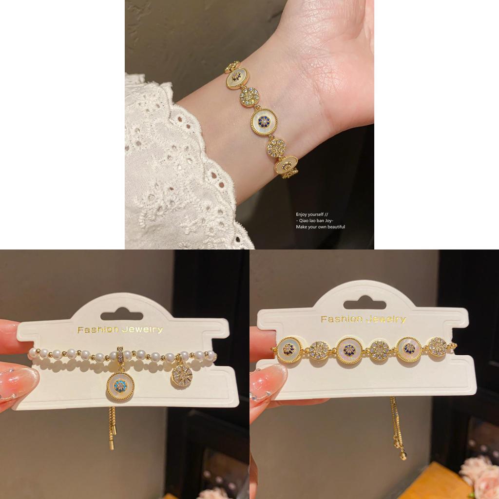 Vintage Geometric Zircon Pearl Bracelet With Luxurious French Court Style For Women