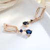 Kinel Long Blue Zircon Drop Earrings For Women Rose Gold Color Dangle Earring