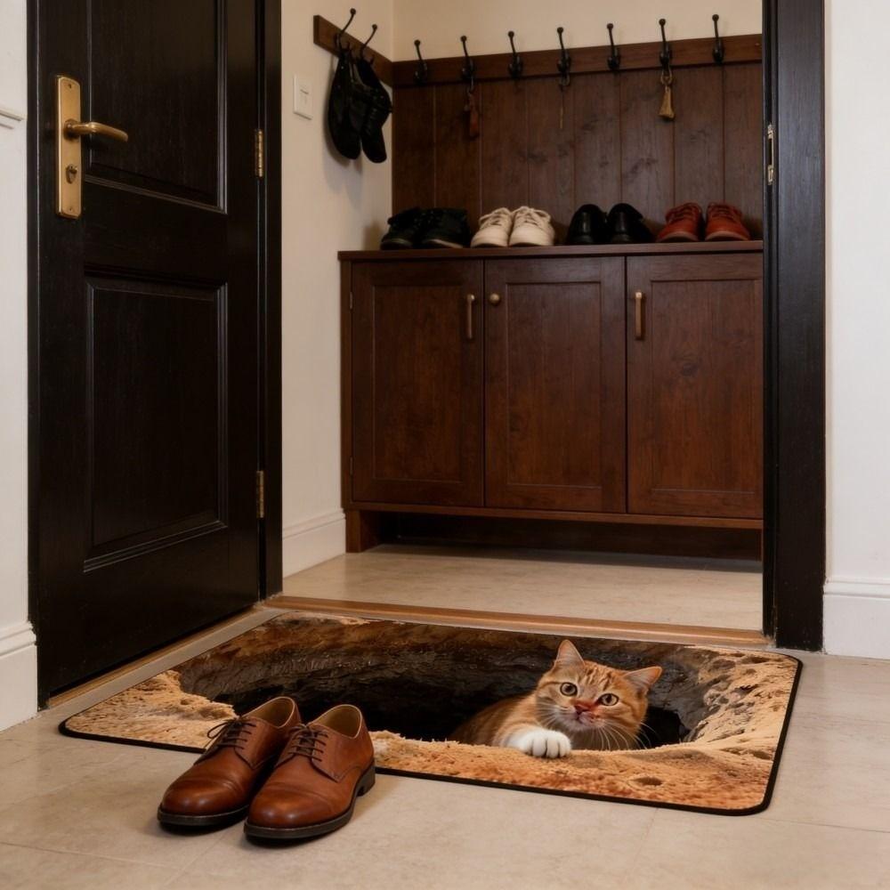 3D Flat Optical Illusion Doormat Non-slip Water-absorbing Bathroom Carpet Durable Abrasion-resistant Bedroom Door Rug Home