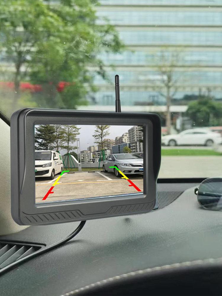 Solar Wireless Magnetic Reverse Backup Camera IR Night Vision 1080P 5 Inch Monitor Rear View System for Car RV Truck Trailer.