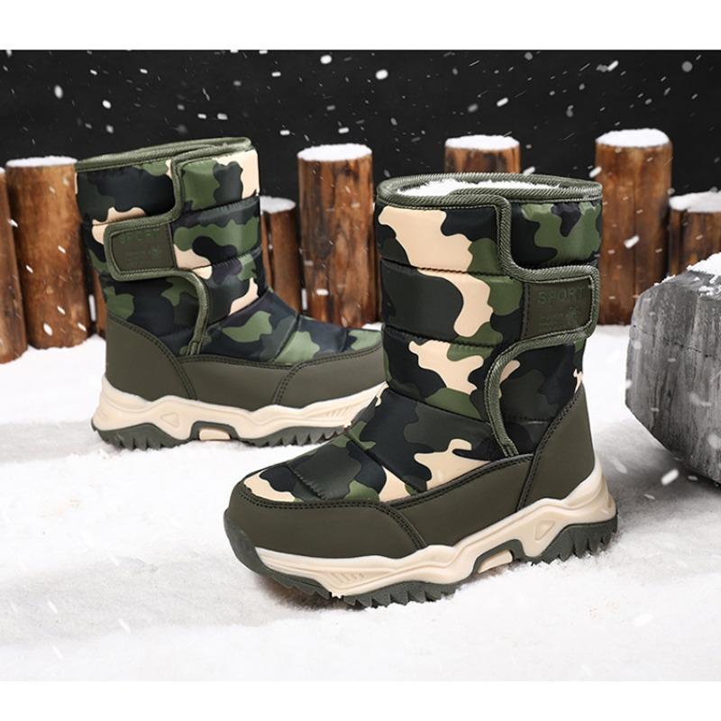 Módní zimní dětské sněhule vysoké bavlněné boty zesílené a sametově teplé nepromokavé a protiskluzové krátké boty
