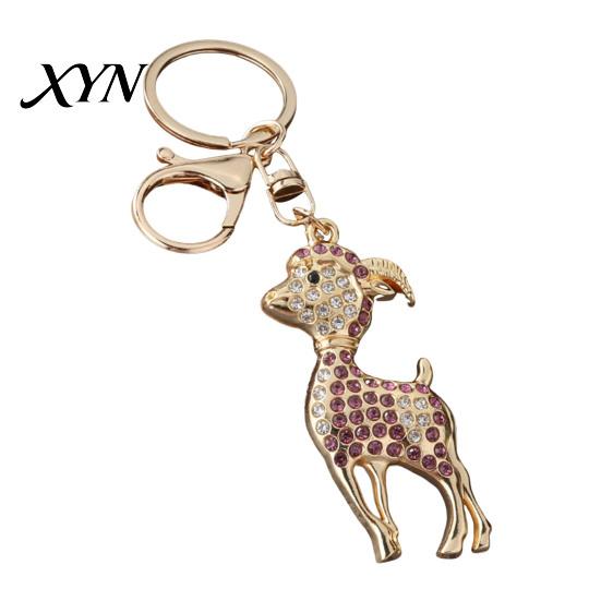 Animal Key Ring Rhinestone Sheep Keychain for Backpack, Sparkly Goat Car Ring, Sparkling Decorative Lamb Pendant Backpacks and Handbags Zodiac