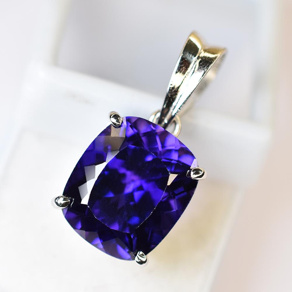 Purple Sapphire Pendant 925 Sterling Silver 25.15 ct Gemstone September Birthday Birthstone