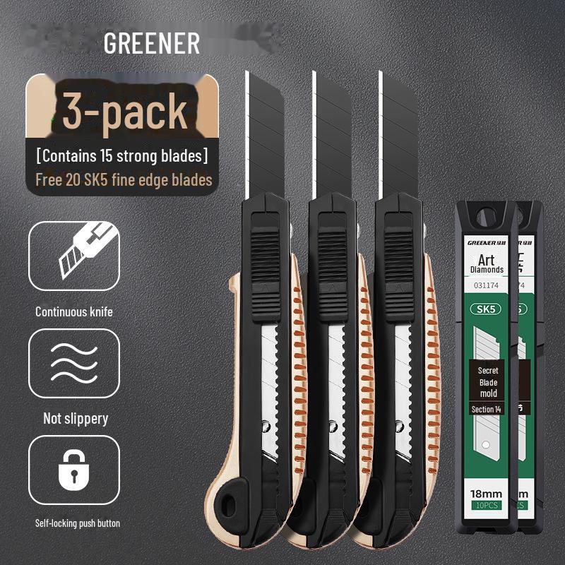 Green Forest Heavy-Duty All-Steel Utility Knife: Industrial-Grade, Thickened, Durable, Large Wallpaper & Paper Cutter