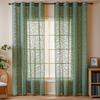 1 Panel French Country Green Leaf Print Semi-Sheer Gauze Curtain with Grommet Top Curtains For Living Room, Curtains For Bedroom, Sheer Curtains