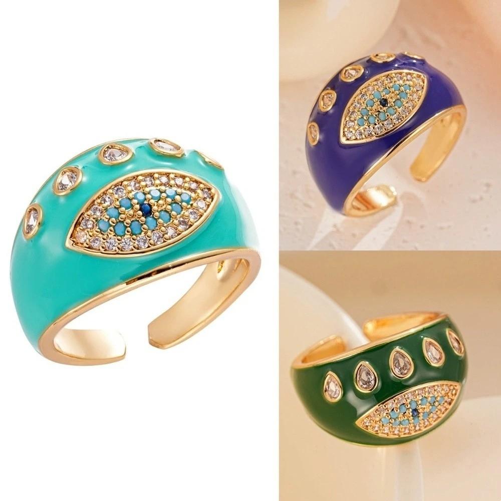 Vintage Glaze Luxury Ring Pleated Devil's Eye Opening Finger Ring Devil's Eye Ring  Party Favors