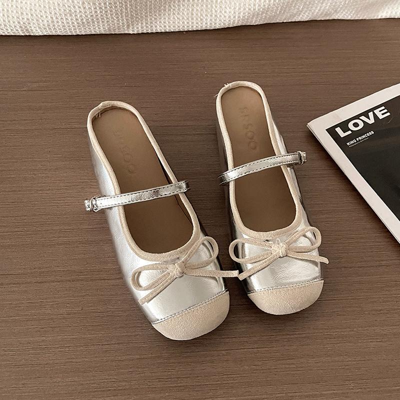 Summer Women Cover Toe Mules Slippers Fashion Butterfly-knot Slide Ladies Elegant Dress Slip On Shoes