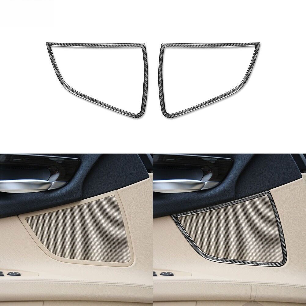 Carbon Fiber Interior Door Speaker Horn Frame Decal For BMW 7 Series F01 2009-14