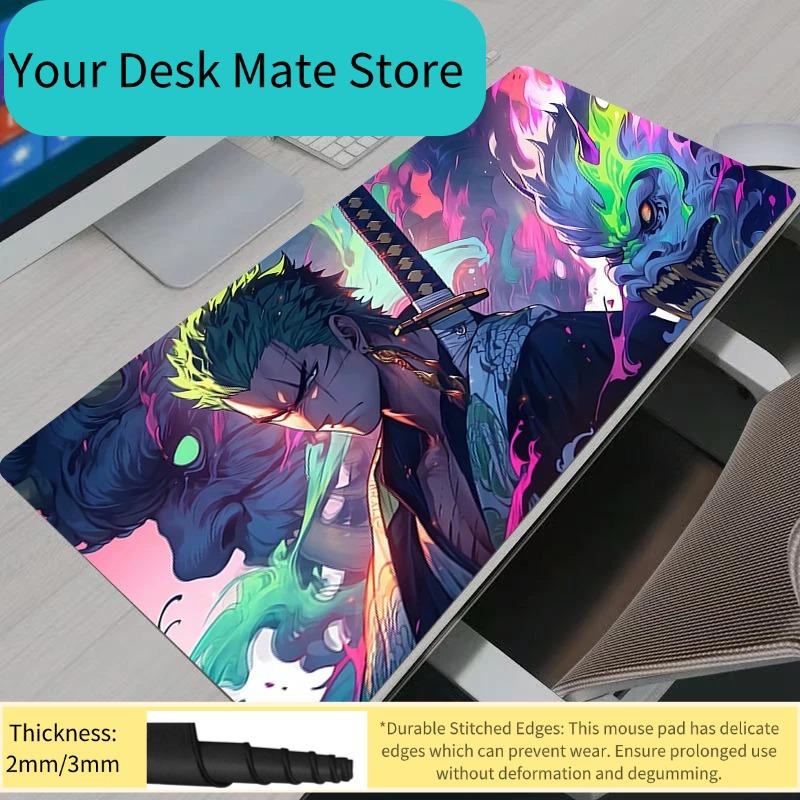 One Piece Zoro Mauspads Notizbuch Gaming Große Tastatur Rutschfeste Gummi Computer Teppich Schreibtischmatte PC Gamer Mauspads Jugend Geschenke