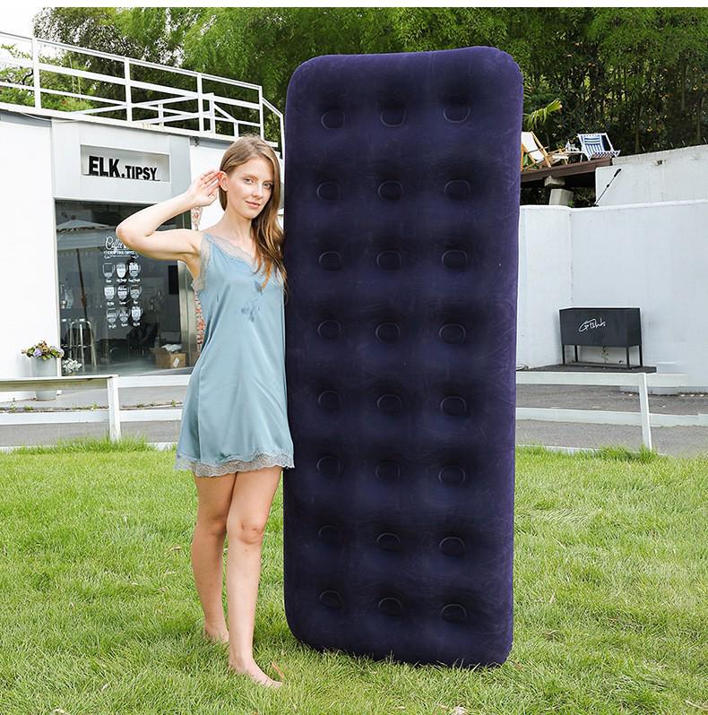 Portable Inflatable Flocking Mattress - Comfortable, Lightweight, Thickened Air Cushion for Overnight Sleep and Naps