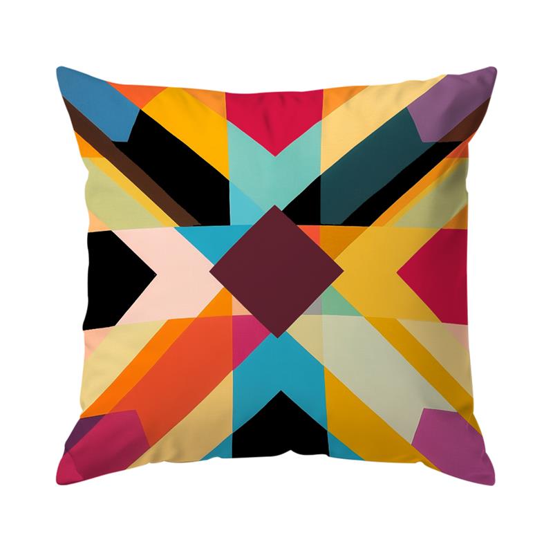 Colorful Abstract Geometry Cushions Pillowcase Printed Polyester 45X45Cm Throw Pillow Cover Decorative Sofa Cushion Pillowslip